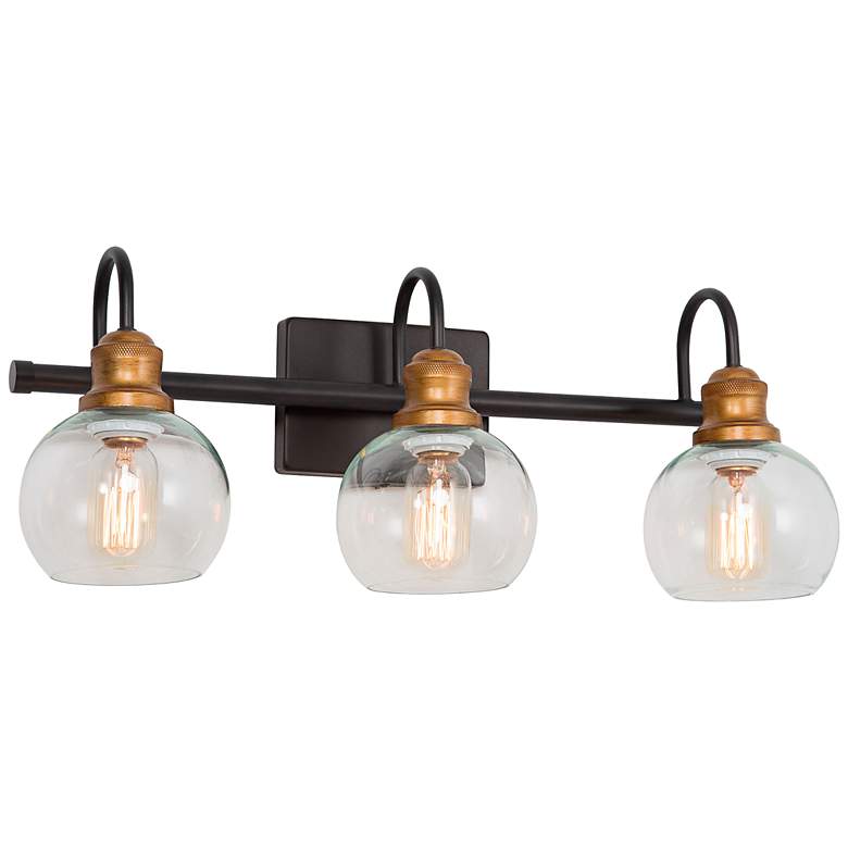 Image 1 Whiting 22 1/2" Wide Dark Brown and Gold 3-Light Bath Light