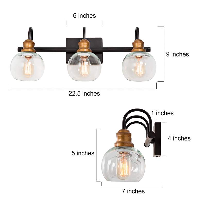 Image 6 Whiting 22 1/2" Wide Dark Brown and Gold 3-Light Bath Light more views