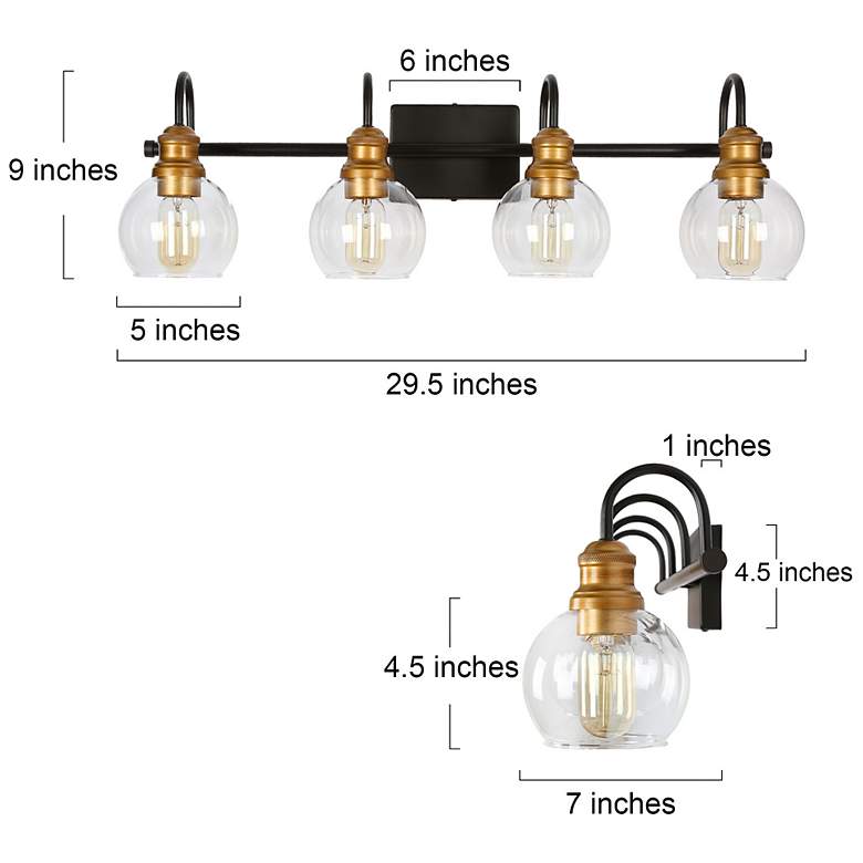 Image 6 Whiting 29 1/2" Wide Black and Gold 4-Light Bath Light more views