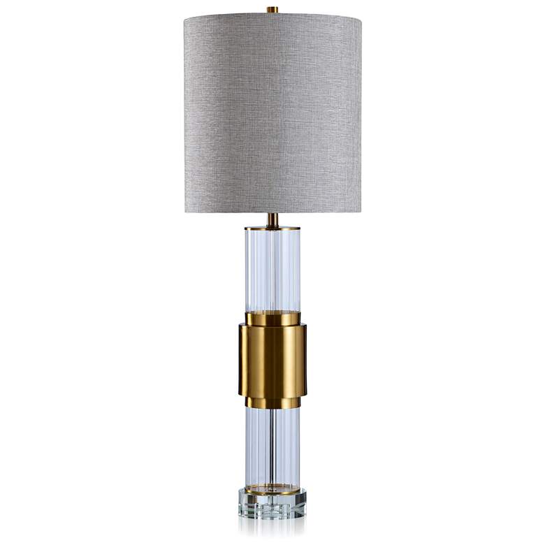 Image 1 Whitlam Table Lamp - Brass Finish And Crystal Body - Hardback Shade