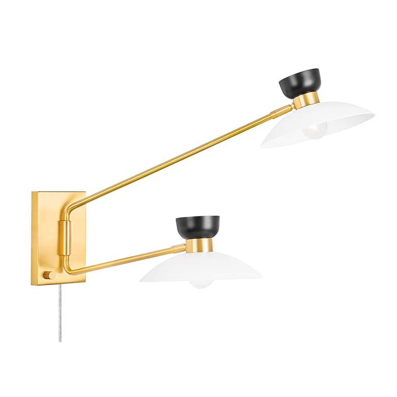 Image 1 Whitley 19 3/4 inch High Aged Brass 2-Light Plug-In Wall Sconce