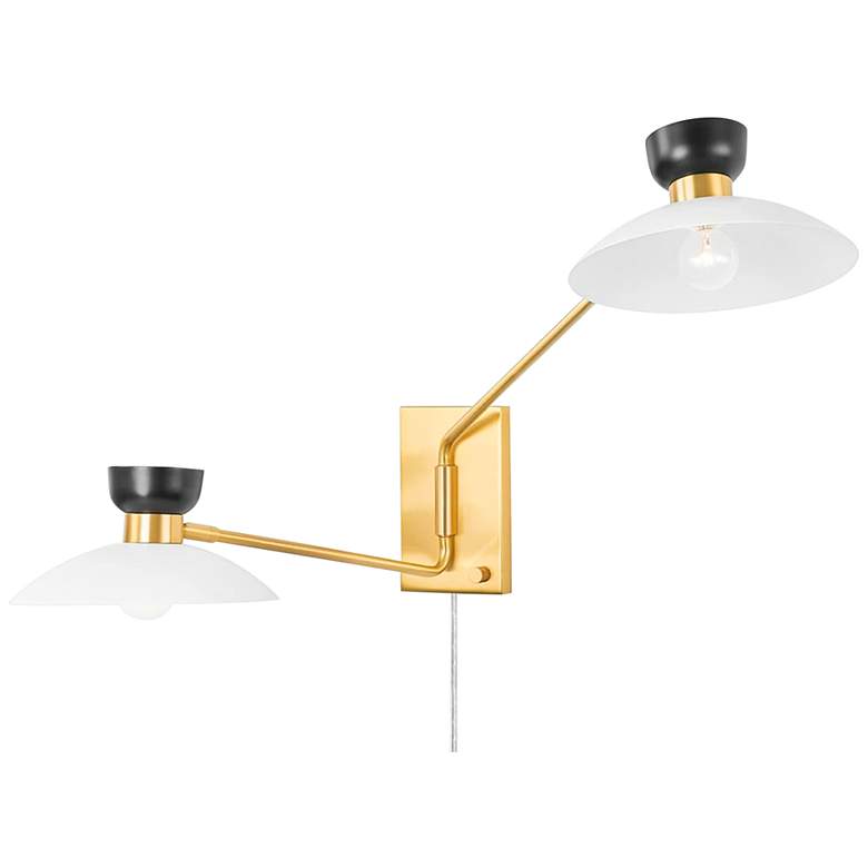 Image 4 Whitley 19 3/4 inch High Aged Brass 2-Light Plug-In Wall Sconce more views
