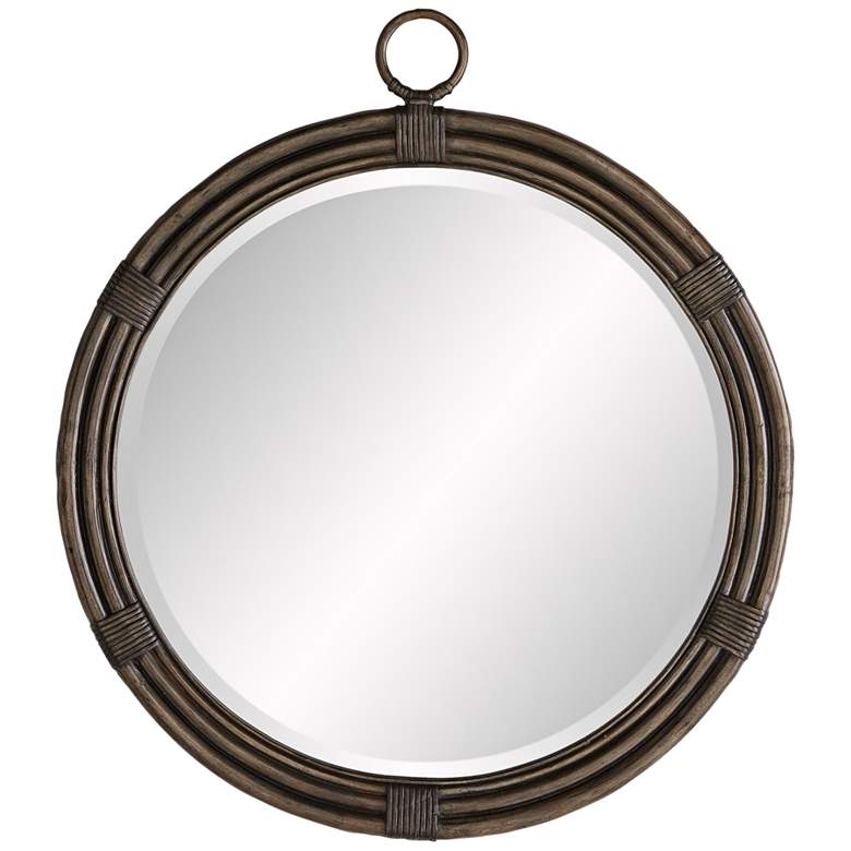 Image 1 Whitlock Gray Wash 29 1/2 inch x 34 inch Round Wall Mirror