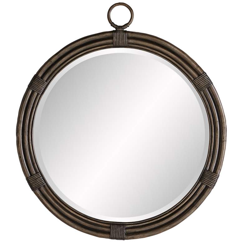 Image 1 Whitlock Gray Wash 29 1/2" x 34" Round Wall Mirror