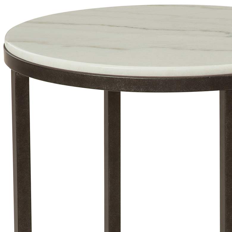 Image 2 Whitman 24" Bronze and Ivory Marble Round End Table more views