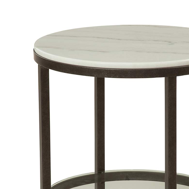 Image 3 Whitman 24 inch Bronze and Ivory Marble Round End Table more views