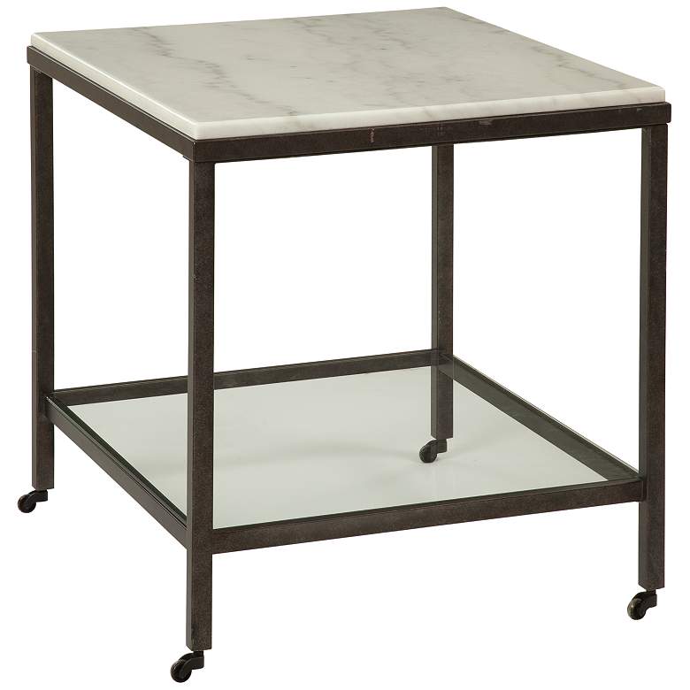 Image 1 Whitman 27" Wide Bronze and White Marble End Table