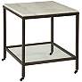2_Whitman 27" Wide Bronze and White Marble End Table more views