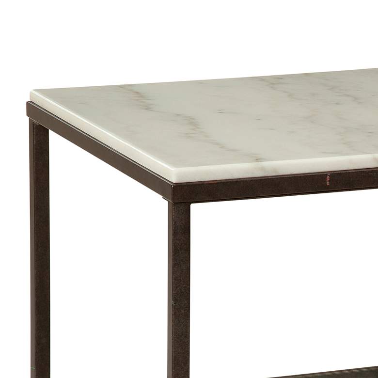Image 3 Whitman 27" Wide Bronze and White Marble End Table more views