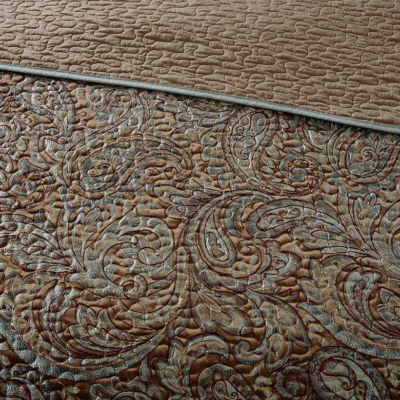 Image 4 Whitman Soft Blue Taupe 5-Piece Queen Bedspread Set more views