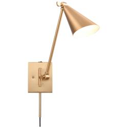 Whitmire 10.5&quot; High 1-Light Plug-In/Hardwire Sconce - Brushed Gold