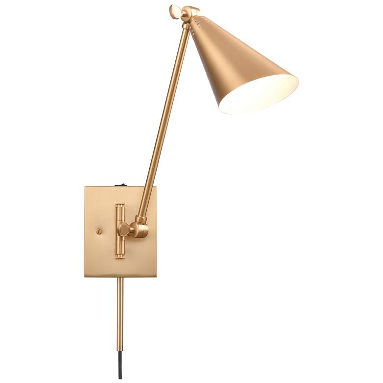 Image 1 Whitmire 10.5 inch High 1-Light Plug-In/Hardwire Sconce - Brushed Gold
