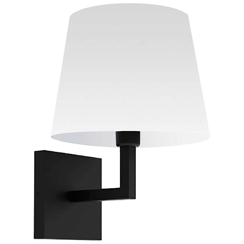 Image 2 Whitney 11" High Matte Black Wall Sconce with White Shade