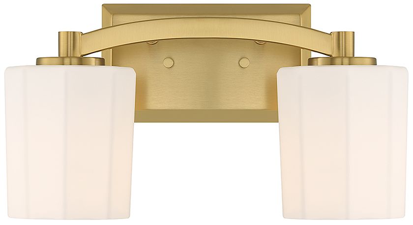 Whitney 2-Light Bathroom Vanity Light in Warm Brass