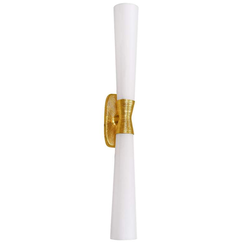 Image 1 Whitney 31.5" High 2-Light Gold Finish Wall Sconce w/ White Shade