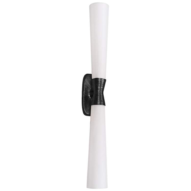 Image 1 Whitney 31.5" High 2-Light Matte Black Finish Wall Sconce w/ White Shade