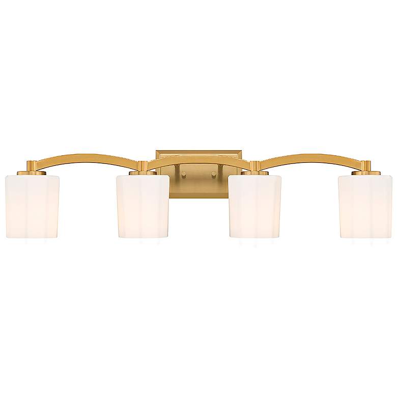 Image 1 Whitney 33" Wide Warm Brass 4-Light Vanity Bath Light