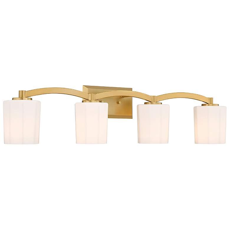 Image 3 Whitney 33" Wide Warm Brass 4-Light Vanity Bath Light more views