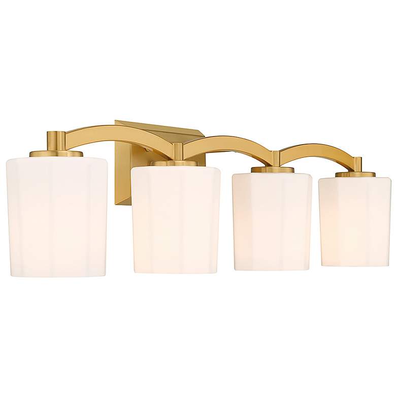 Image 4 Whitney 33" Wide Warm Brass 4-Light Vanity Bath Light more views