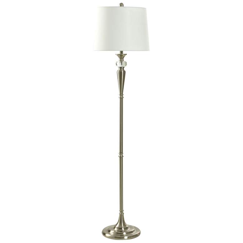 Image 1 Whitney 64" High Brushed Steel Floor Lamp With Off White Shade