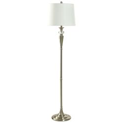 Whitney 64" High Brushed Steel Floor Lamp With Off White Shade