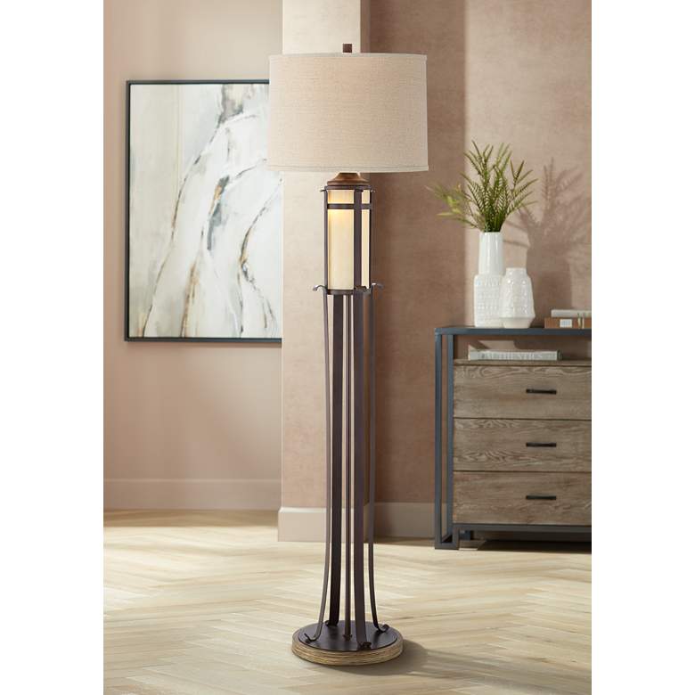 Image 1 Whitney Oil-Rubbed Bronze Floor Lamp with Night Light