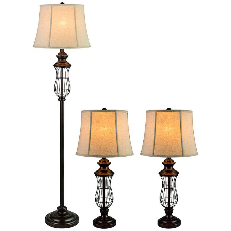 Image 1 Whitsett Bronze Iron Floor and Table Lamp Set