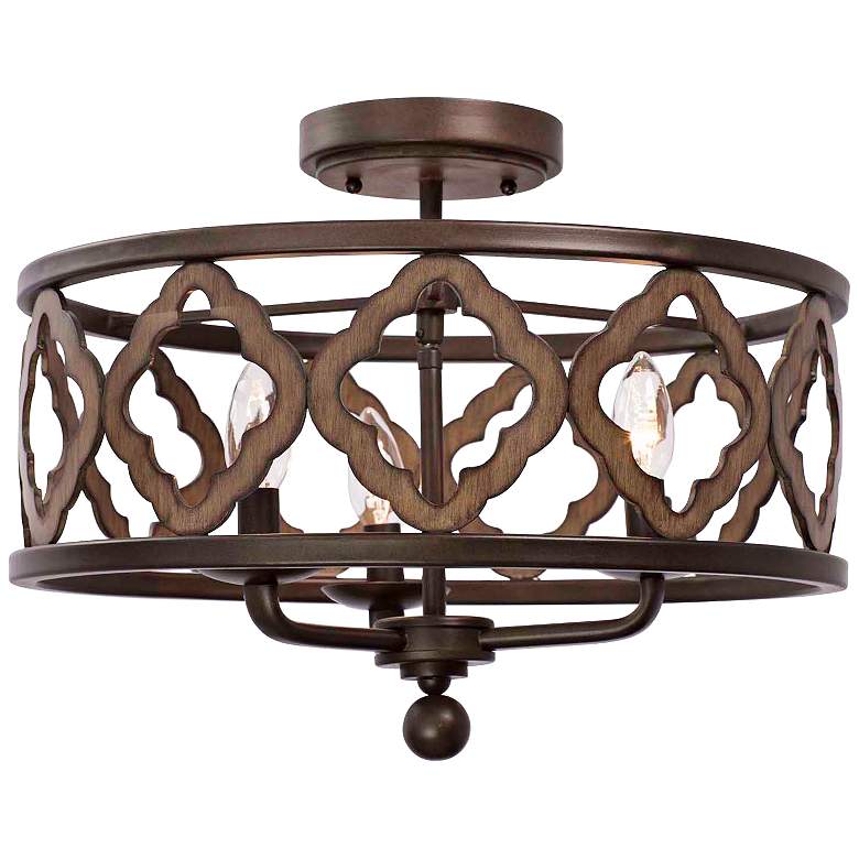Image 1 Whittaker 18 inch Wide Brownstone 3-Light Ceiling Light