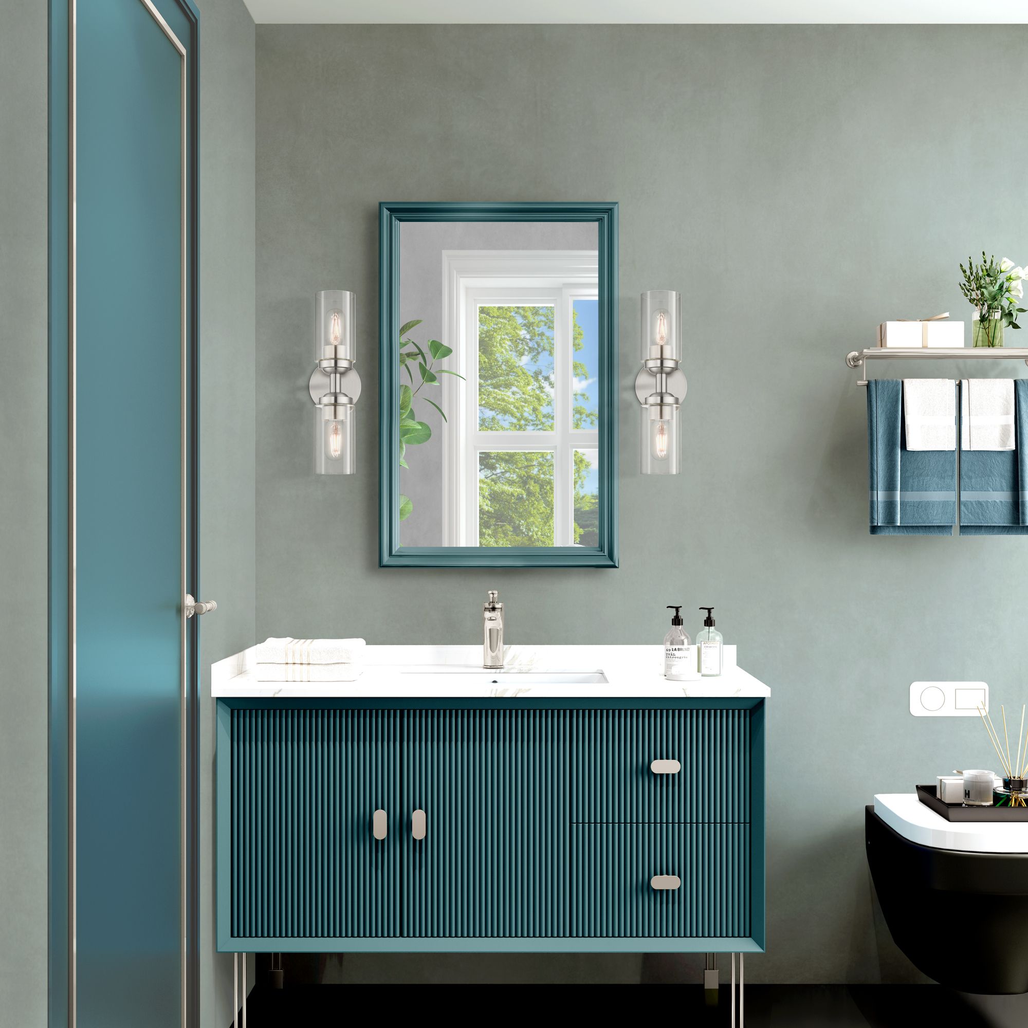 Whittier 15 1/2" High Brushed Nickel 2-Light Wall Sconce in scene