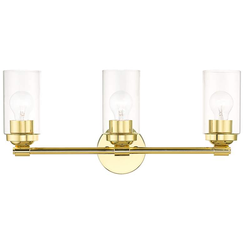 Image 2 Whittier 22" Wide Polished Brass 3-Light Bath Light