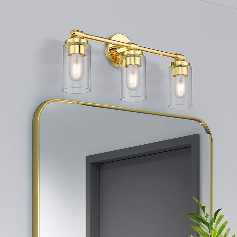 Image 1 Whittier 22" Wide Polished Brass 3-Light Bath Light