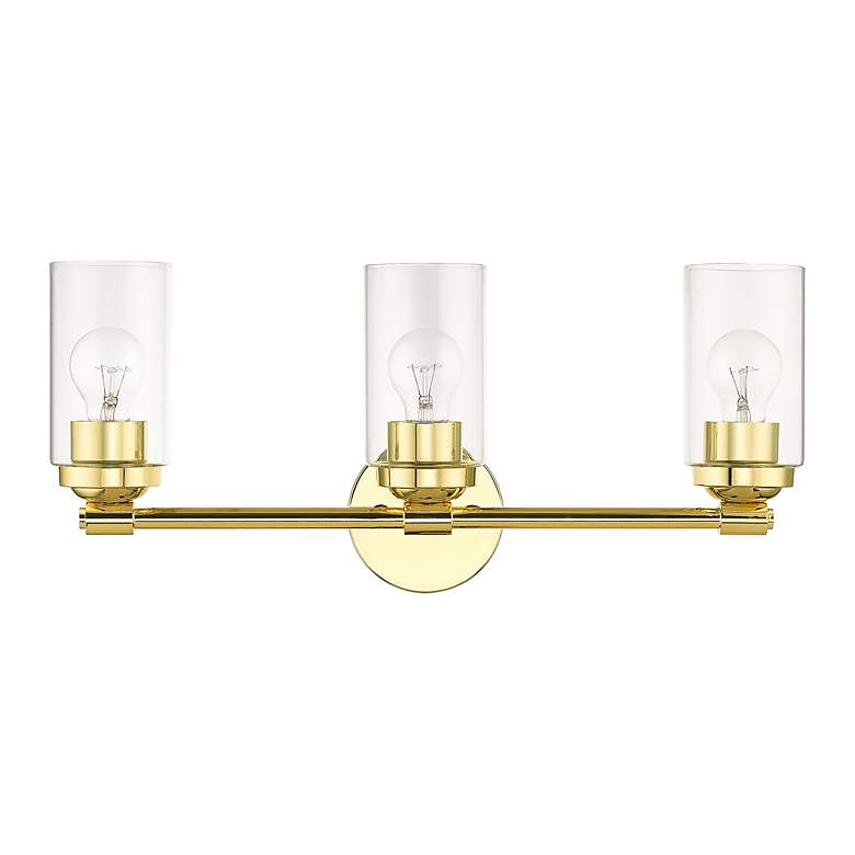 Image 3 Whittier 22" Wide Polished Brass 3-Light Bath Light more views
