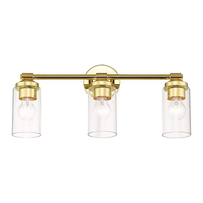 Image 4 Whittier 22" Wide Polished Brass 3-Light Bath Light more views