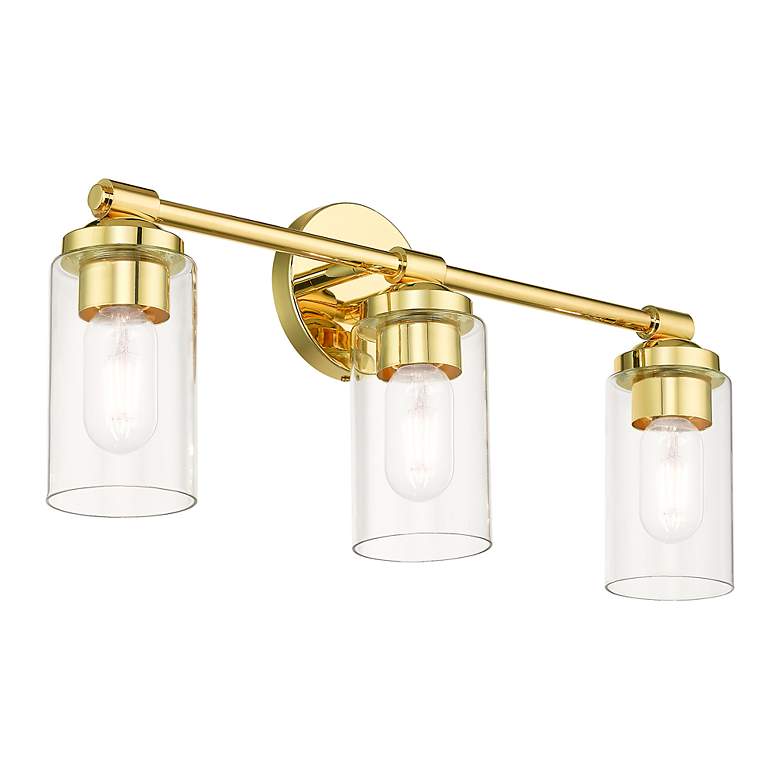 Image 6 Whittier 22" Wide Polished Brass 3-Light Bath Light more views