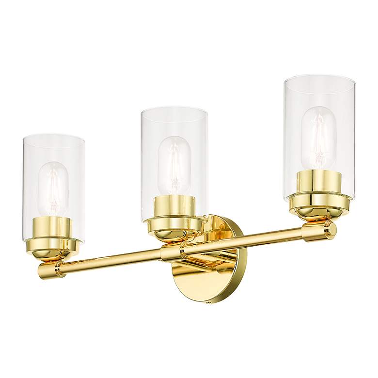 Image 7 Whittier 22" Wide Polished Brass 3-Light Bath Light more views
