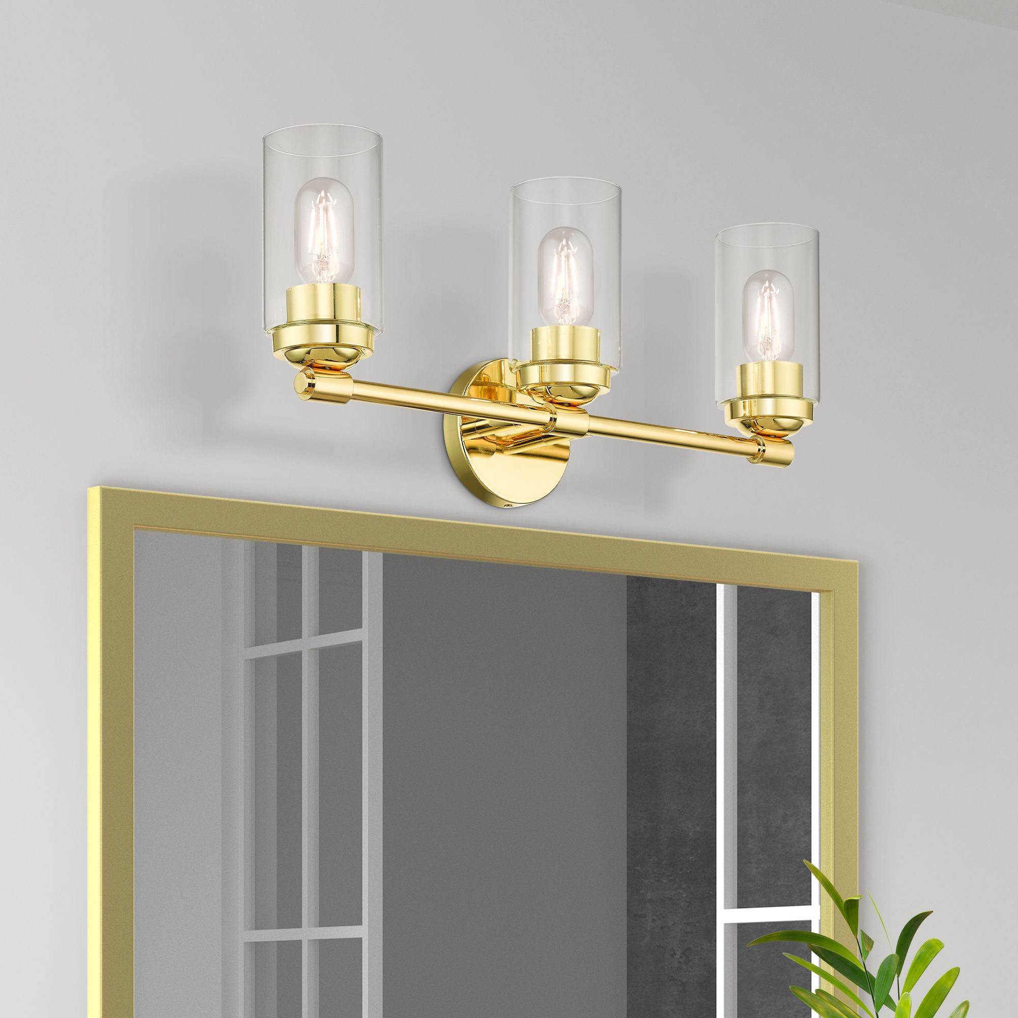 Whittier 22" Wide Polished Brass 3-Light Bath Light
