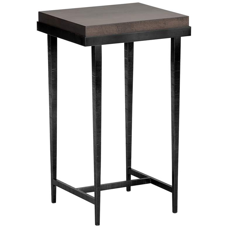Wick 16&quot; Wide Espresso Wood and Black Metal Side Table