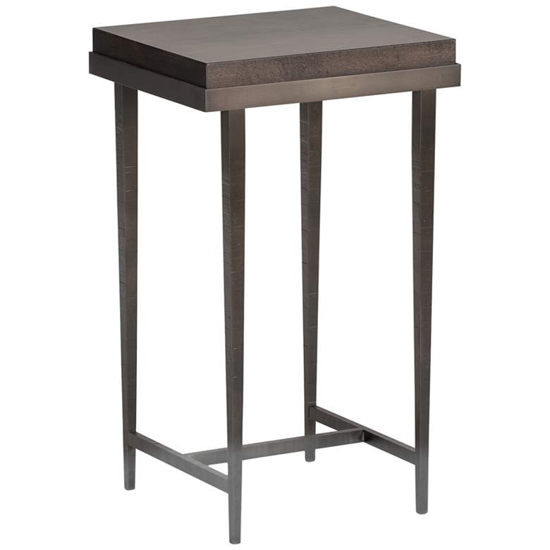 Wick 16&quot; Wide Espresso Wood and Dark Smoke Metal Side Table