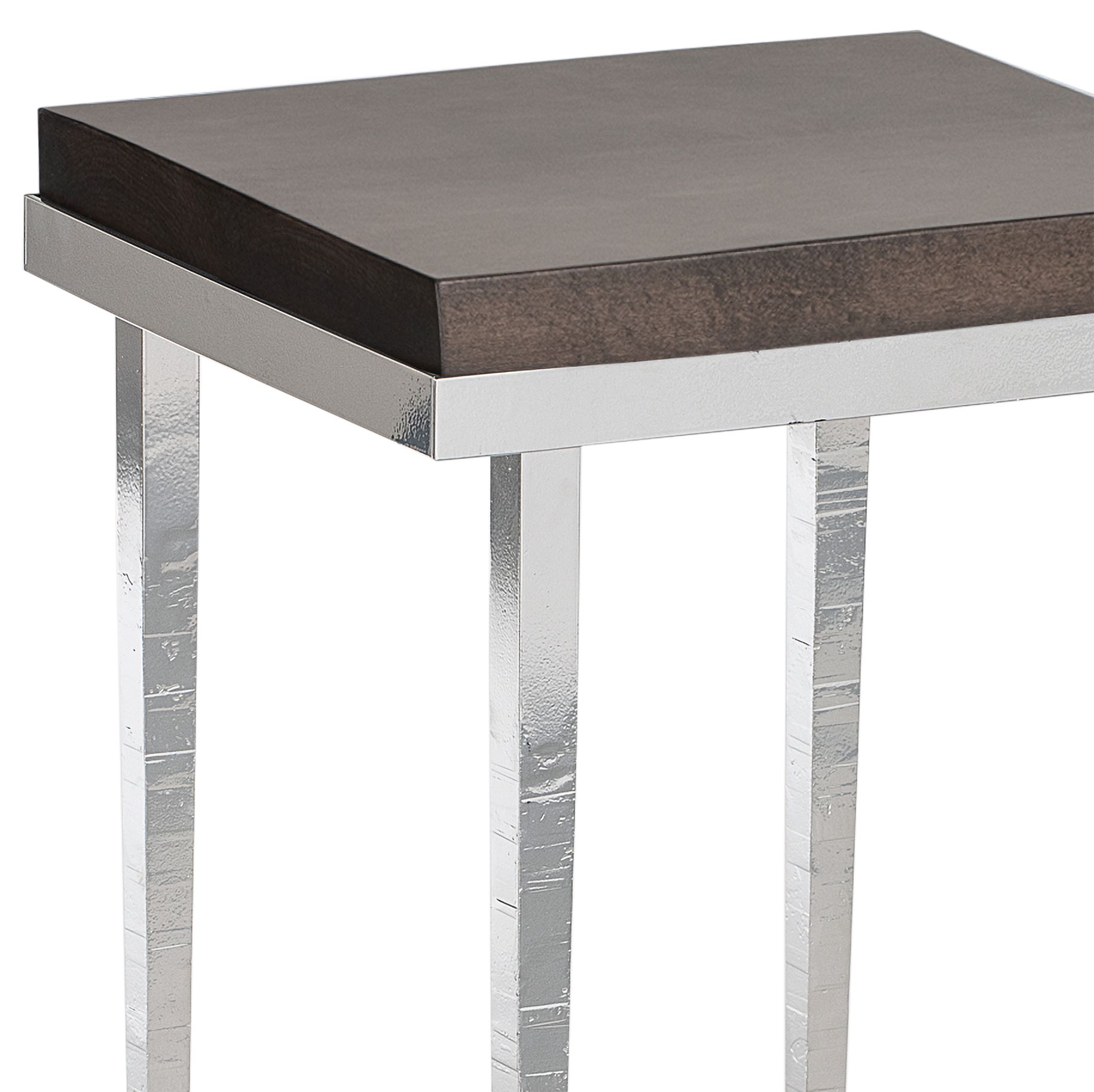 Image 3 Wick 16" Wide Espresso Wood and Sterling Metal Side Table more views