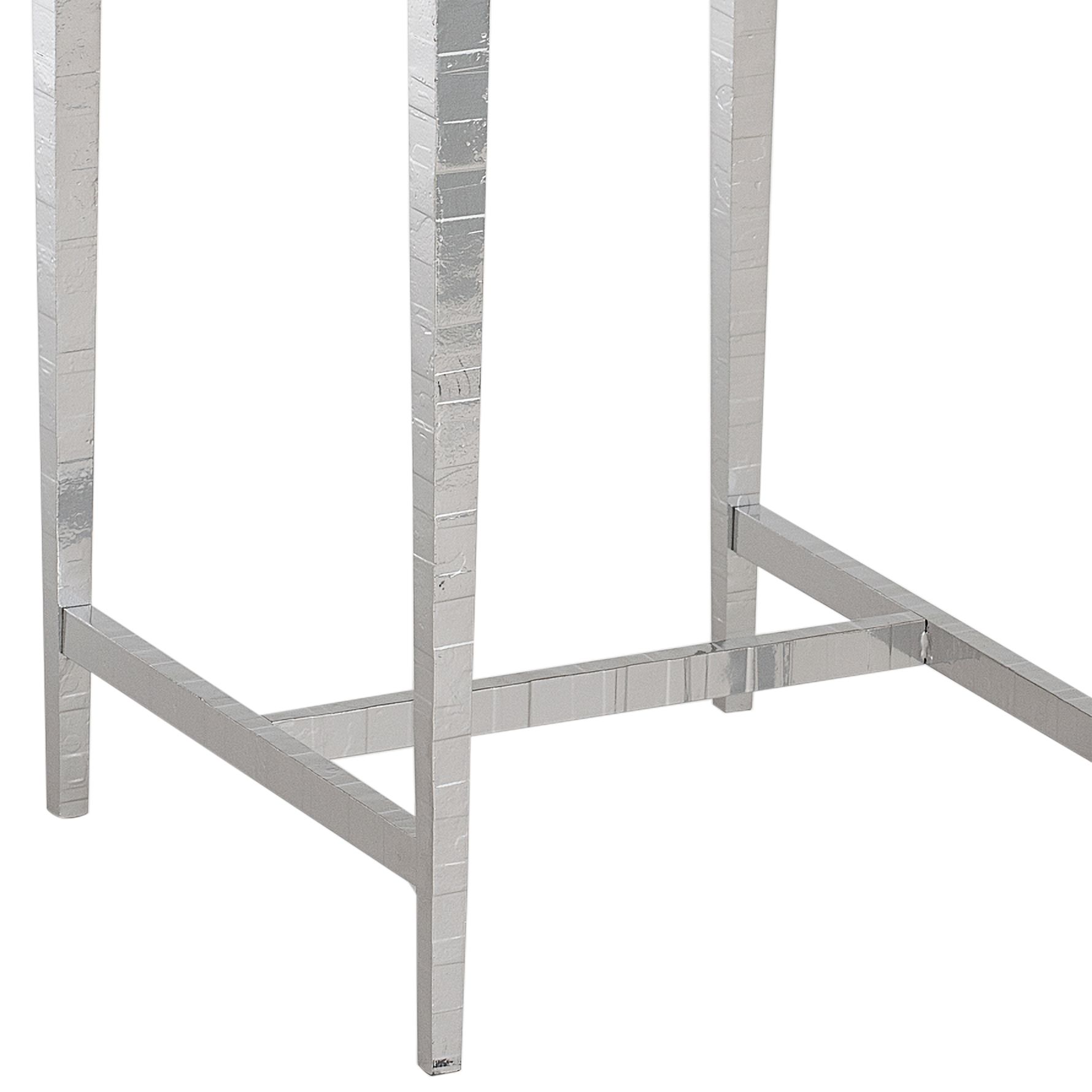 Image 4 Wick 16" Wide Espresso Wood and Sterling Metal Side Table more views