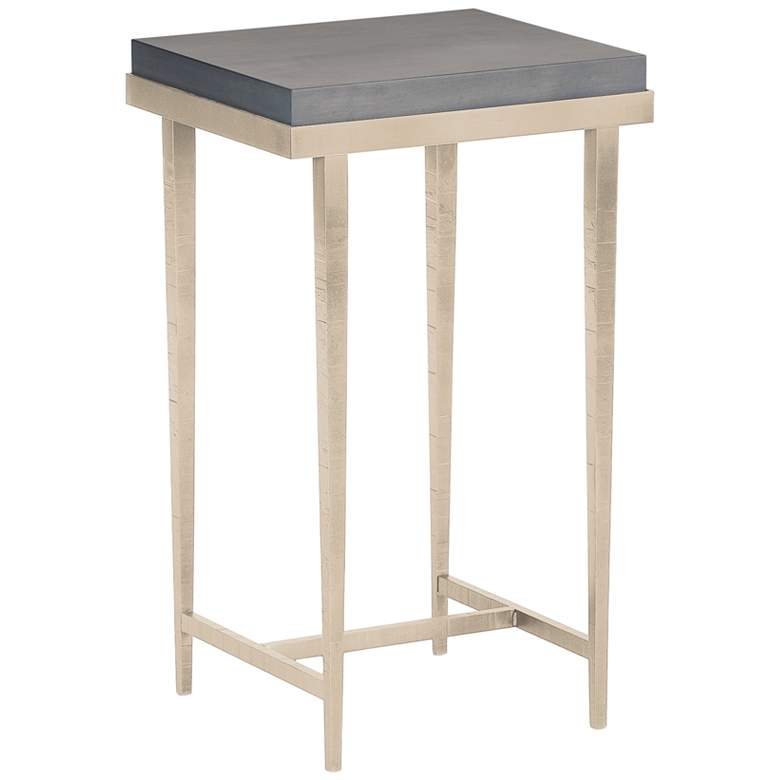 Wick 16&quot; Wide Gray Wood and Soft Gold Metal Side Table