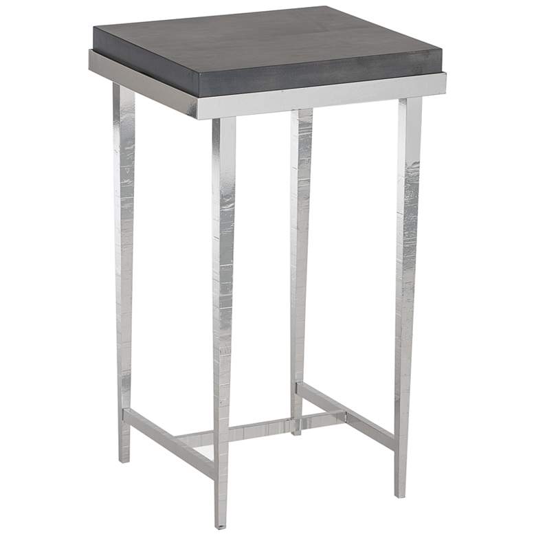 Wick 16&quot; Wide Gray Wood and Sterling Metal Side Table
