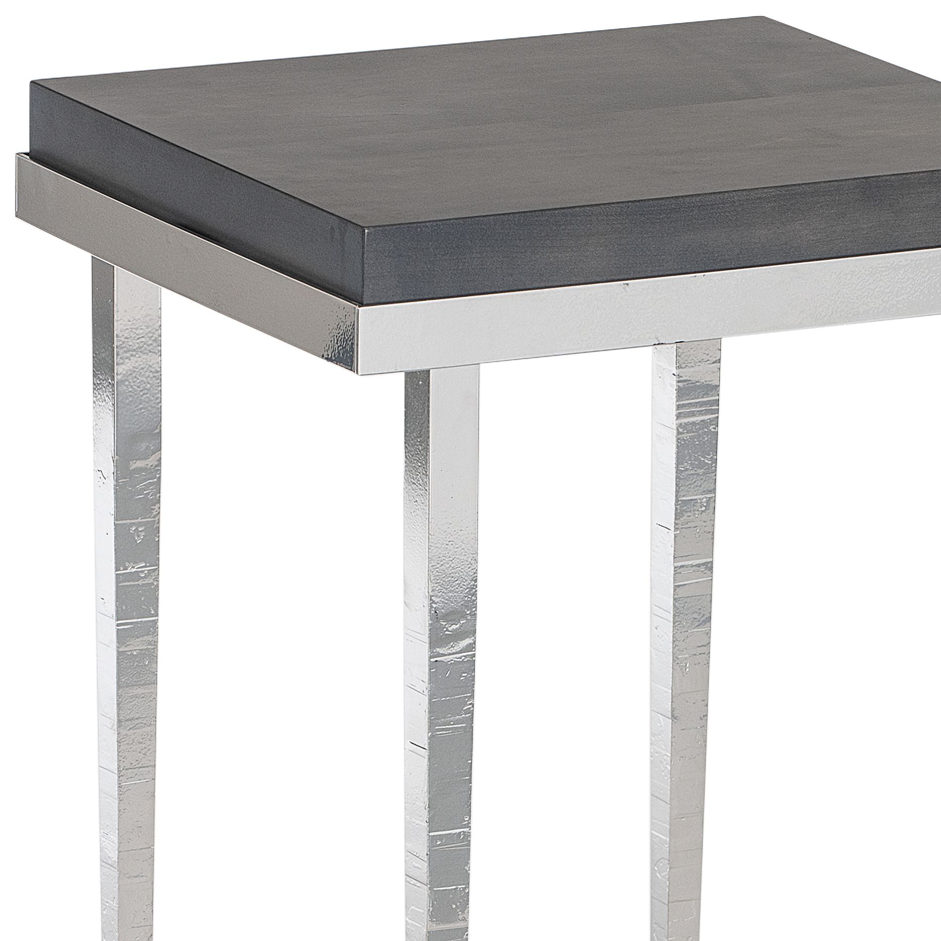 Image 2 Wick 16" Wide Gray Wood and Sterling Metal Side Table more views