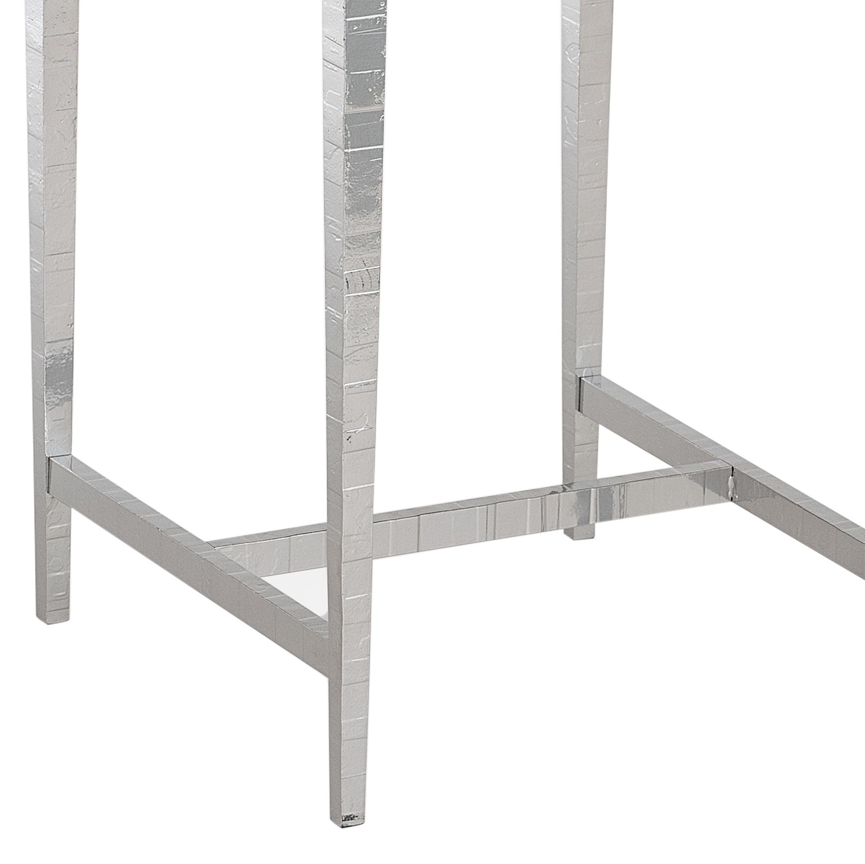 Image 3 Wick 16" Wide Gray Wood and Sterling Metal Side Table more views