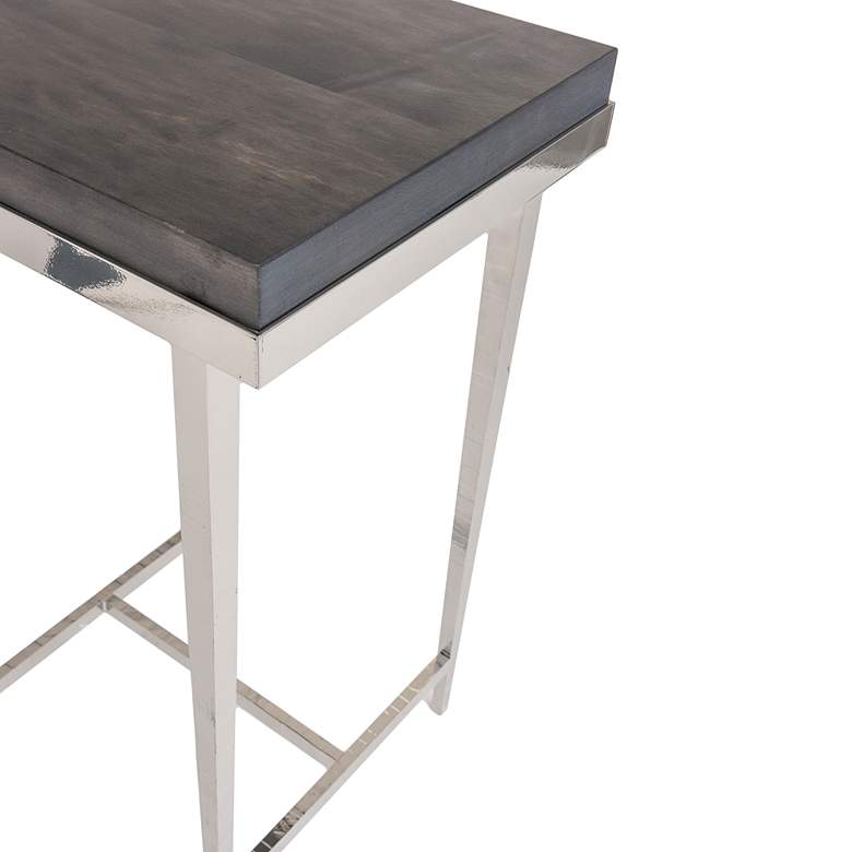 Wick 16&quot; Wide Gray Wood and Sterling Metal Side Table more views