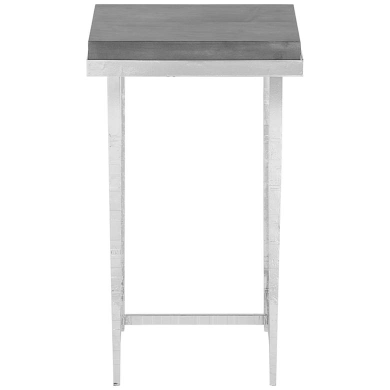 Image 6 Wick 16 inch Wide Gray Wood and Sterling Metal Side Table more views