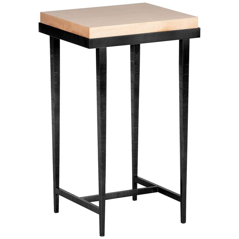 Wick 16&quot; Wide Natural Wood and Black Metal Side Table
