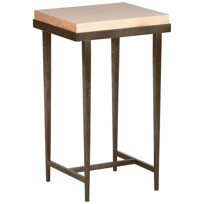 Wick 16&quot; Wide Natural Wood and Bronze Metal Side Table