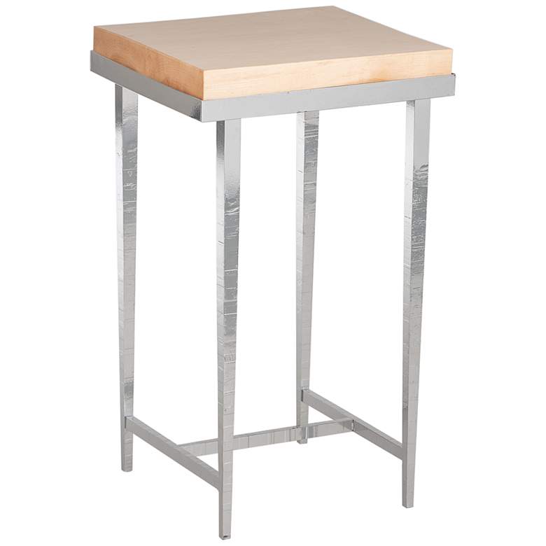 Image 1 Wick 16" Wide Natural Wood and Sterling Metal Side Table