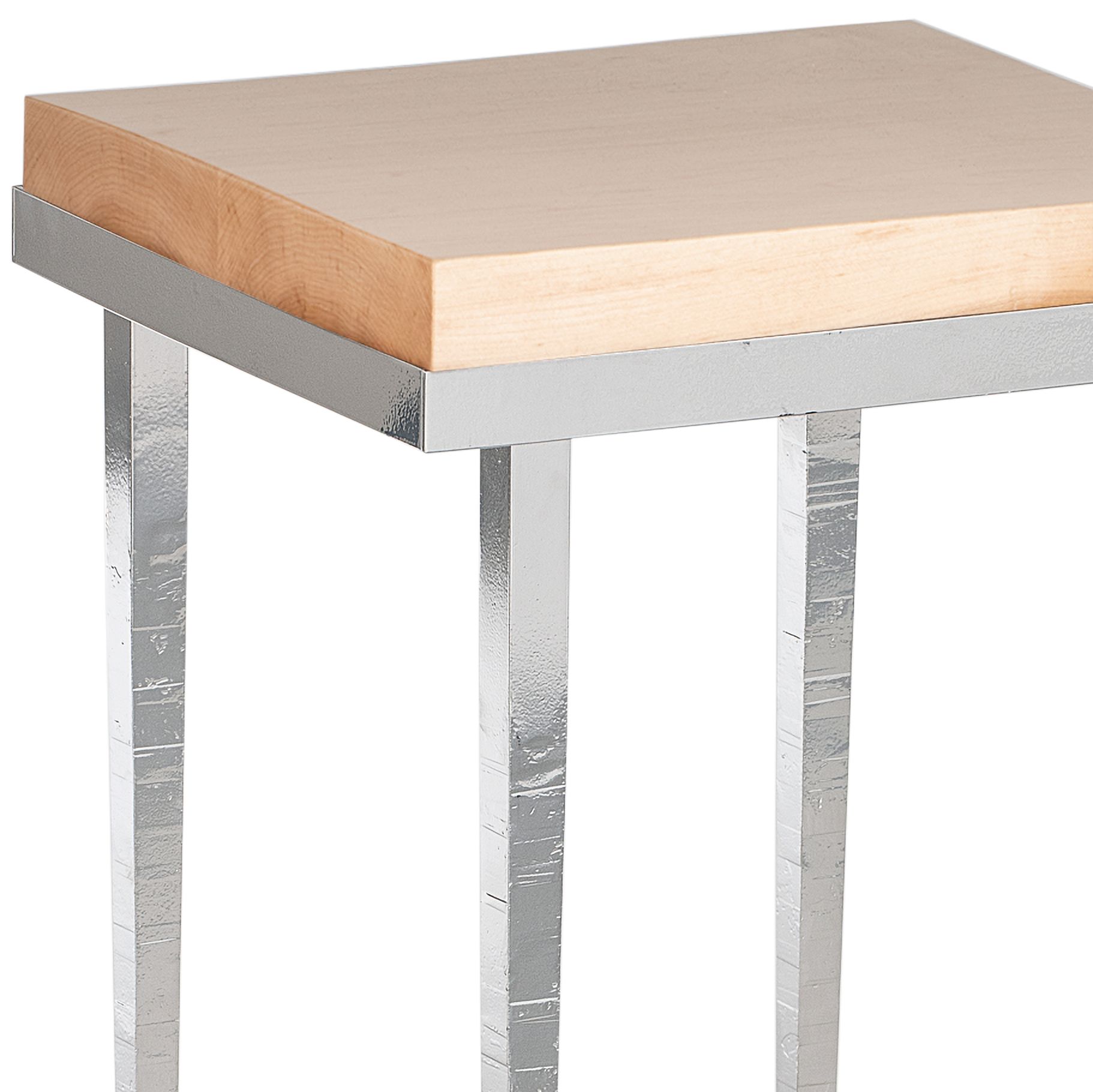 Image 2 Wick 16" Wide Natural Wood and Sterling Metal Side Table more views